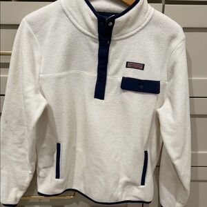 Vineyard Vines White and Navy Zip-Up Sweater